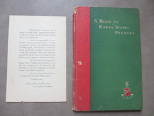 Vintage 1932 A BOOK FOR KAPPA SIGMA PLEDGES Hardbound 52 pages Fraternity picture