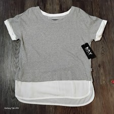 NWT MNY Andrew Marc New York Womens XL Performance Top Layered Look Gray/White picture