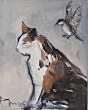 Cat & Bird Original Oil Painting by Jose Trujillo Signed COA — One of His Best picture