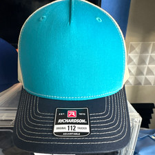 Richardson Trucker Hat Adjustable Mesh Back Teal Navy White One Size picture
