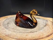 vintage Viking Glass amber swan figurine picture