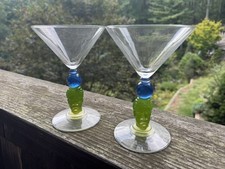 Vintage 1996  Richard Jolley Bombay Martini Glasses Set of 2 (G7) picture