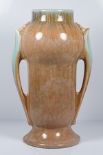 1935 Roseville Art Pottery Orian Mottled Peach & Aqua Vase #733-6 picture