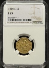 1856-S Three Dollar GOLD Piece $3 NGC F15 picture