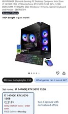 iBUYPOWER Element Gaming PC EBI7N5704 i7 14th Gen RTX 5070 32GB 1TB picture