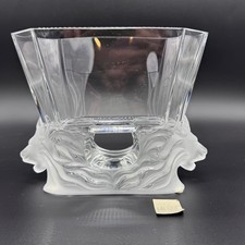 Vintage Lalique Venise Vase Bowl Double Lion Head W/Original Box & Sticker MINT picture