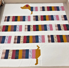Handmade All Wrapped Up Dachshund Dog Cotton Patchwork quilt top/topper 86x86