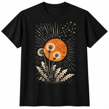 Dandelion Flower T-Shirt Retro Sun Botanical Nature Lover Boho Graphic Tee picture