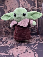 Handmade Crocheted Amigurumi Baby Yoda, The Child, Grogu Star Wars 10.5” X 13” picture