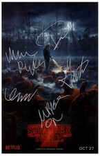 STRANGER THINGS Signed Poster 11x17 Millie Bobby Brown, David Harbour, Winona Ry picture