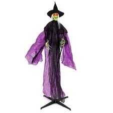 7.2 ft Spooky Halloween Witch Animated Life Size Light Up Eyes Moving Arms Decor picture