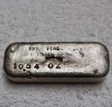 VINTAGE HAND POURED & HAND STAMPED 10.54 OUNCE .999 FINE SILVER BAR picture
