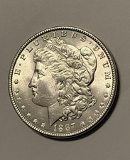 1887-P Morgan Silver Dollar Frosty Blast White BU Great Fields KM#110 picture