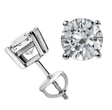 0.5 Ct total Round Cut VS1/E  Lab Grown Diamond Stud Earrings 14k White Gold picture