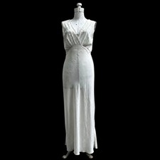 Vintage 1930s 1940s Yvonne Silvery Seafoam Liquid Rayon Slip Dress Nightgown 34 picture