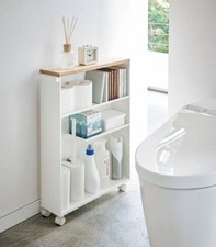 Yamazaki Home TOWER Slim Rolling Storage Cart – Narrow Bathroom Storage Cabinet picture