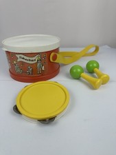 Vintage 1979  Fisher Price Marching Band Drum with Musical Instruments Set #921 picture