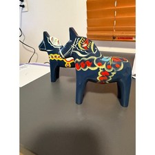 Vintage Pair of Blue Swedish Dala Horses 5