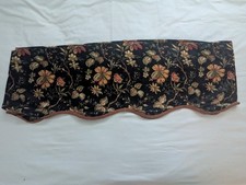 Two (2) Waverly Felicite Noir Black Floral Valance Curtains Scalloped 48x17 picture
