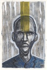 Original Acrylic Painting -Figurative Art Expressionist Portrait 6x9 Signed COA picture