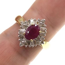 Classic 14k Solid Yellow Gold Natural Ruby and Diamond Ring Size 7 picture