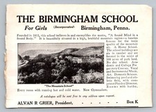 Vintage 1920s Birmingham School For Girls Penna Advertisement Ephemera picture