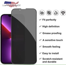 3 Pack Privacy Glass Screen Protector For iPhone X 11 12 13 14 15 16 17 Pro Max picture