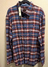 JACHS New York Men’s XL Classic Fit Blue Brown Plaid Long Sleeve Button-Up Shirt picture
