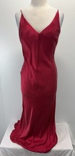 Vtg Victorias Secret 100% Silk Long Slip Nightgown Women’s M Red Y2K Open Back picture