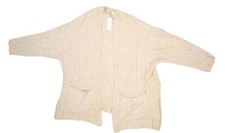 Topshop Womens Beige Open Front Long Sleeves Pockets Ribbed  Long Cardigan 8-10 picture