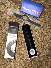 Swatch Royal Pop Ocho Negro Quartz 41mm 30m Black Silicone Strap Box Manual picture