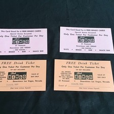 Lot 4 Club Bingo Downtown Las Vegas Original Promo advertising Free Bingo card picture