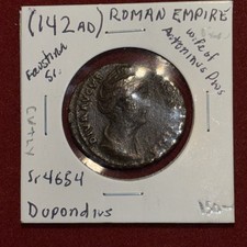 138-160 AD Roman Empire Faustina I   Bronze AE Dupondius Rev Altar picture