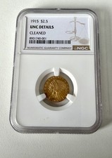 1915 $2.50 Indian Head Gold Quarter Eagle NGC UNC Details Cleaned picture