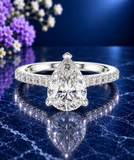 IGI Certified Lab Grown Diamond Engagement Ring 2.29 Ct Pear Cut 14k White Gold picture