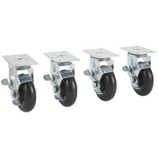 Klutch 4in. Polyolefin Swivel Casters with Brake, 4-Pack, 1200-Lb. Capacity Per picture