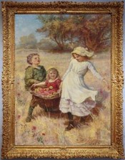 Handmade antique Oil Painting art Portrait boys girl on canvas 24