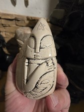 Ojuelos/Tula Pre-Mayan Ancient Aien Artifact Stone Skull w/ UFO Designs picture