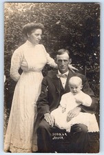 c1910's Family Resier Smiling Baby Girl Garden Scene RPPC Photo Antique Postcard picture