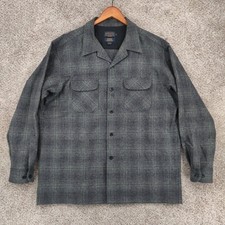 Pendleton The Original Board Shirt Mens XL Loop Collar Virgin Wool Gray Button picture