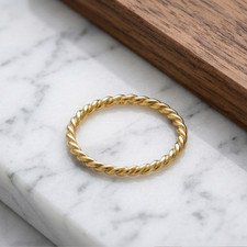 Elegant Handmade Twisted Ring, Minimalist Stackable Rope Band Promise Gift picture