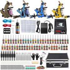 Tattoo Complete Tattoo Kit 4 Pro Machine Guns 54 Inks Power Supply Foot Pedal .. picture