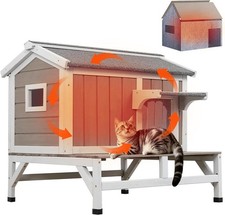 Petscosset Insulated Cat House Outdoor Cat Shelter for Winter Wooden Pet House picture