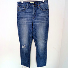 Madewell High-Rise Slim Crop Boyjean Straight Stretch Blue Jeans Size 28 euc picture