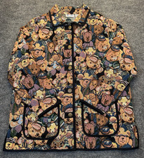 Vintage Blair Women’s XL Teddy Bear Tapestry Jacket Cottagecore Button Front picture