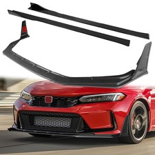 11Pc Front Lip Side Skirt Diffuser For 23-26 Civic TypeR FL5 ABS Carbon Fiber picture