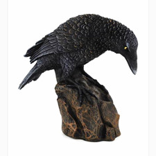 Black Raven/Crow Bird Figurine Sculpture Statue Display on Rock Base picture
