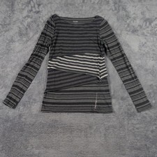 Calvin Klein Performance Women's Large Gray Striped Long Sleeve Layered Top picture