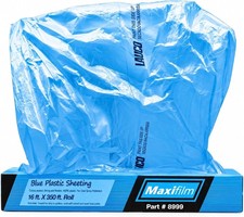 MAXIFILM 16ft x 350ft Roll of Blue Overspray Paintable Masking Plastic Sheeti. picture