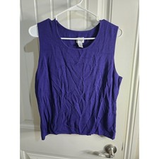Chico’s Women’s Size 3 Purple Sleeveless Knit Tank Top Rayon Nylon Scoop Neck picture